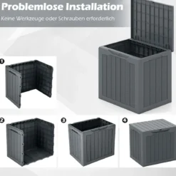Outdoor-Aufbewahrungsbox 96 L Deckbox mit abschließbarem Deckel Braun/Schwarz/Grau