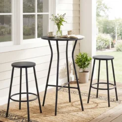 Outdoor Bartisch Runder Bistrotisch mit Robustem Metallrahmen und Verstellbaren Füßen