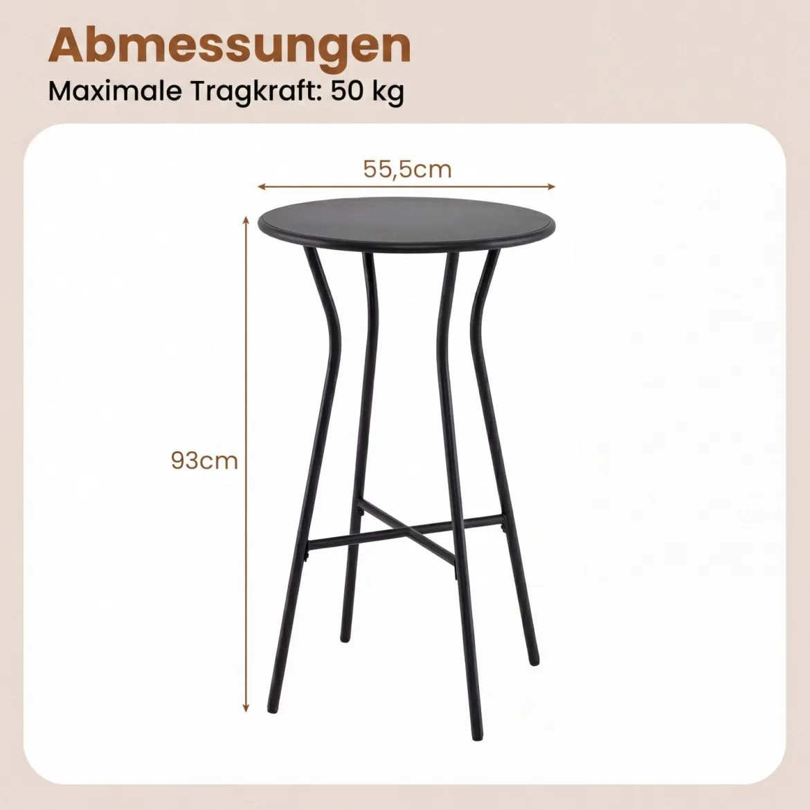 Outdoor Bartisch Runder Bistrotisch mit Robustem Metallrahmen und Verstellbaren Füßen