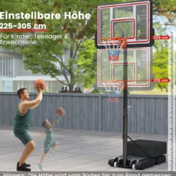Outdoor Basketballkorb mit Ständer & Handkurbel & Gewichtssack & 2 Netzen Basketballständer