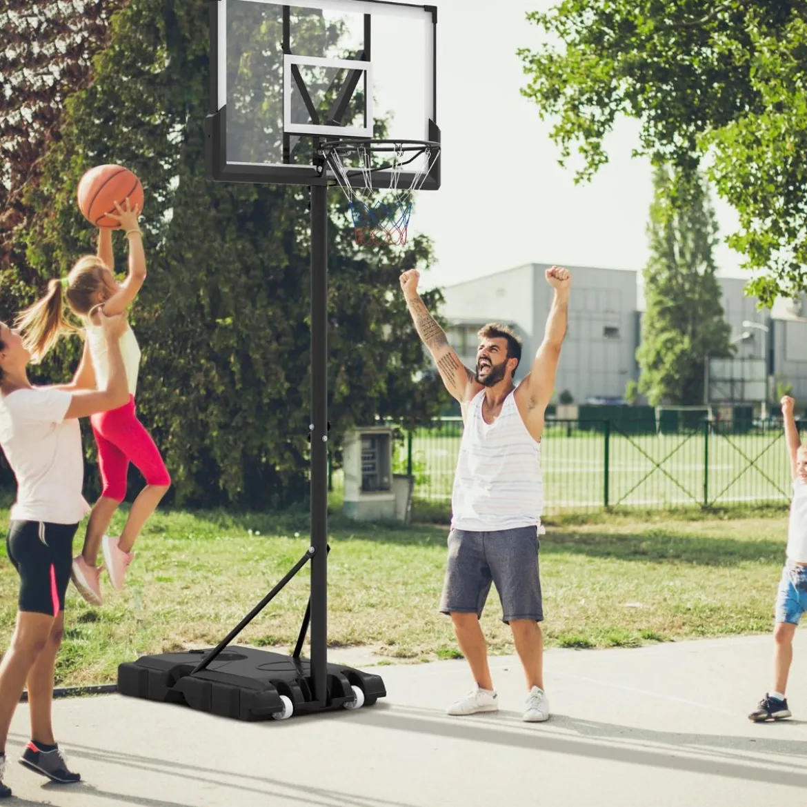 Outdoor Basketballkorb mit Ständer & Gewichtssack & 2 Netzen Basketballständer