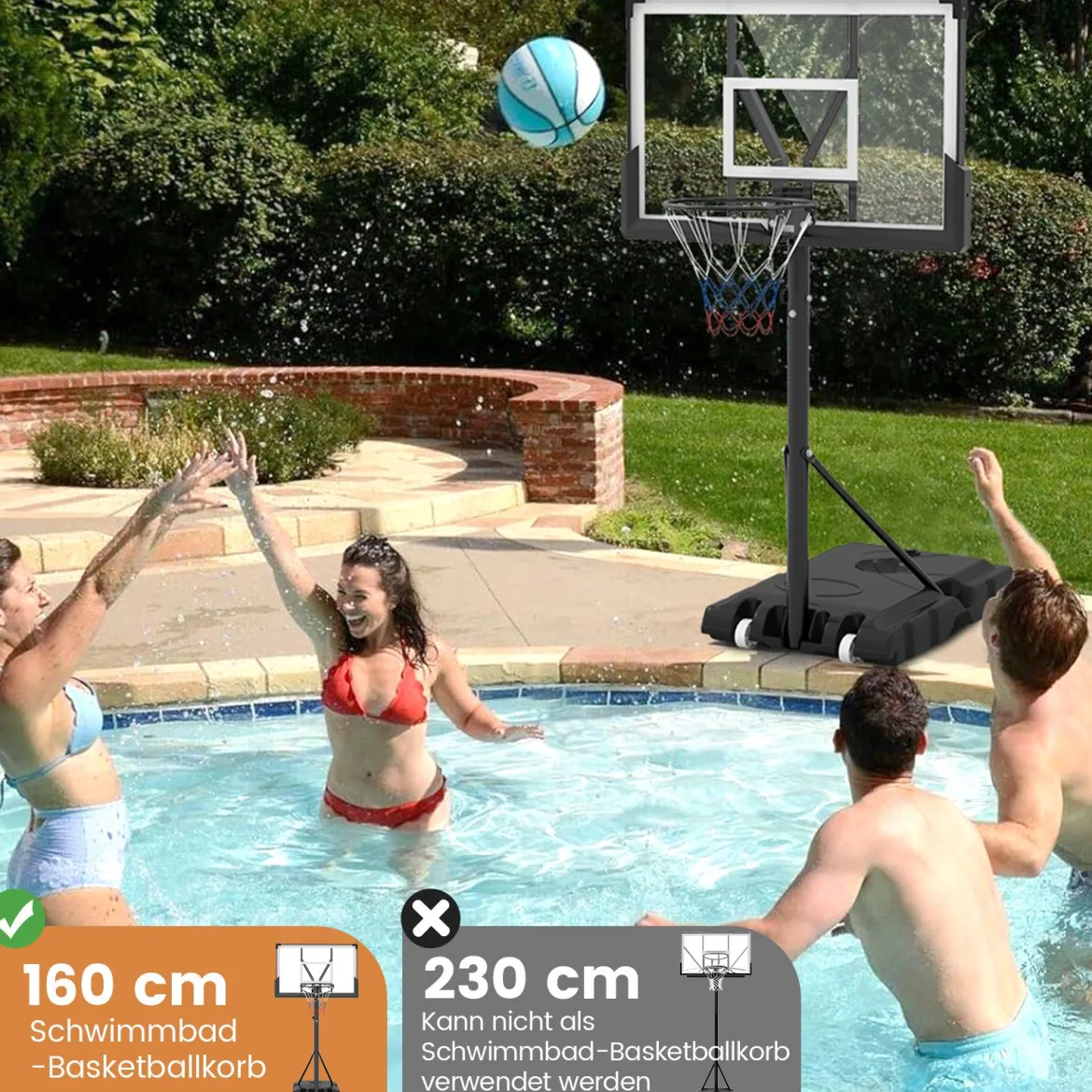 Outdoor Basketballkorb mit Ständer & Gewichtssack & 2 Netzen Basketballständer
