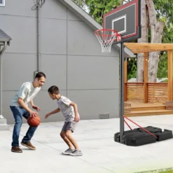 Outdoor Basketballkorb mit Ständer & Rädern & Befüllbarer Basis Mobiler Basketballständer