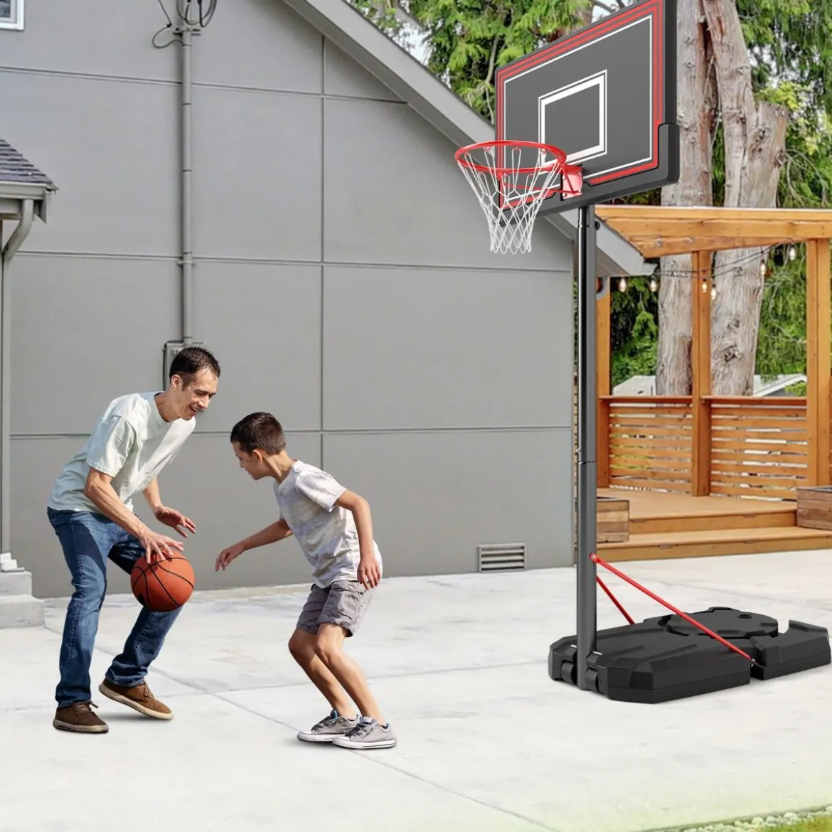 Outdoor Basketballkorb mit Ständer & Rädern & Befüllbarer Basis Mobiler Basketballständer