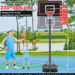 Outdoor Basketballkorb mit Ständer & Rädern & Befüllbarer Basis Mobiler Basketballständer