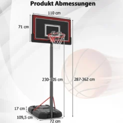 Outdoor Basketballkorb mit Ständer & Rädern & Befüllbarer Basis Mobiler Basketballständer