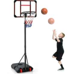 Outdoor Basketballkorb mit Ständer 155-210cm Höhenverstellbarer Basketballständer Schwarz