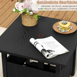Outdoor Beistelltisch mit Ø48 cm Schirmloch Gartentisch mit 2 Sandsäcken Balkontisch