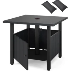 Outdoor Beistelltisch mit Ø48 cm Schirmloch Gartentisch mit 2 Sandsäcken Balkontisch