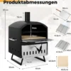 Outdoor 40 cm Holzofen Pizzaofen 2-Schichten Pizza-Maker mit quadratischem Stein Pizzaschaufel Grillrosten Schwarz