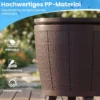 Outdoor Cocktailtisch höhenverstellbar 38L Getränkekühler mit Hebedeckel & Ablassventil Braun
