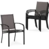 Outdoor-Esszimmerstuhl-Set mit 4 Stühlen stapelbare Terrassen-Sling-Stühle mit atmungsaktivem Stoff Grau