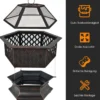 Outdoor-Feuerstelle hexagonale Feuerstelle holzbefeuerte Feuerschale 66 x 57,5 x 59 cm Schwarz