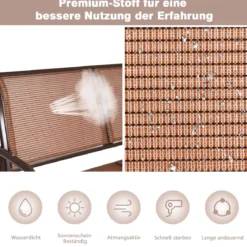 Outdoor-Gartenbank Gemütliche Schaukelbank für 2 Personen Schwingsessel Metallrahmen Braun
