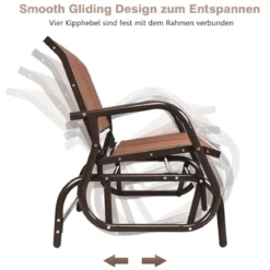 Outdoor-Gartenbank Gemütliche Schaukelbank für 2 Personen Schwingsessel Metallrahmen Braun