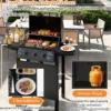 Outdoor Gasgrill mit 3 Heizzonen Tragbare Grillwagen mit Deckel Edelstahlrosten & Seitentischen
