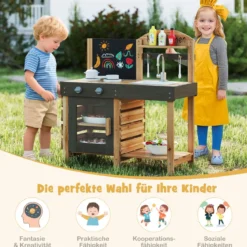 Outdoor Kinder Matschküche mit Tafel & Herden & Spüle Kinderküche Spielküche