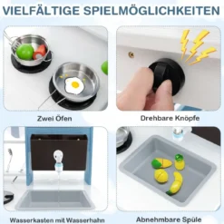 Outdoor Kinder Matschküche mit Wasserfunktion Tannenholz Kinderküche Doppelseitige Spielküche