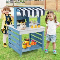 Outdoor Kinder Matschküche mit Wasserfunktion Tannenholz Kinderküche Doppelseitige Spielküche