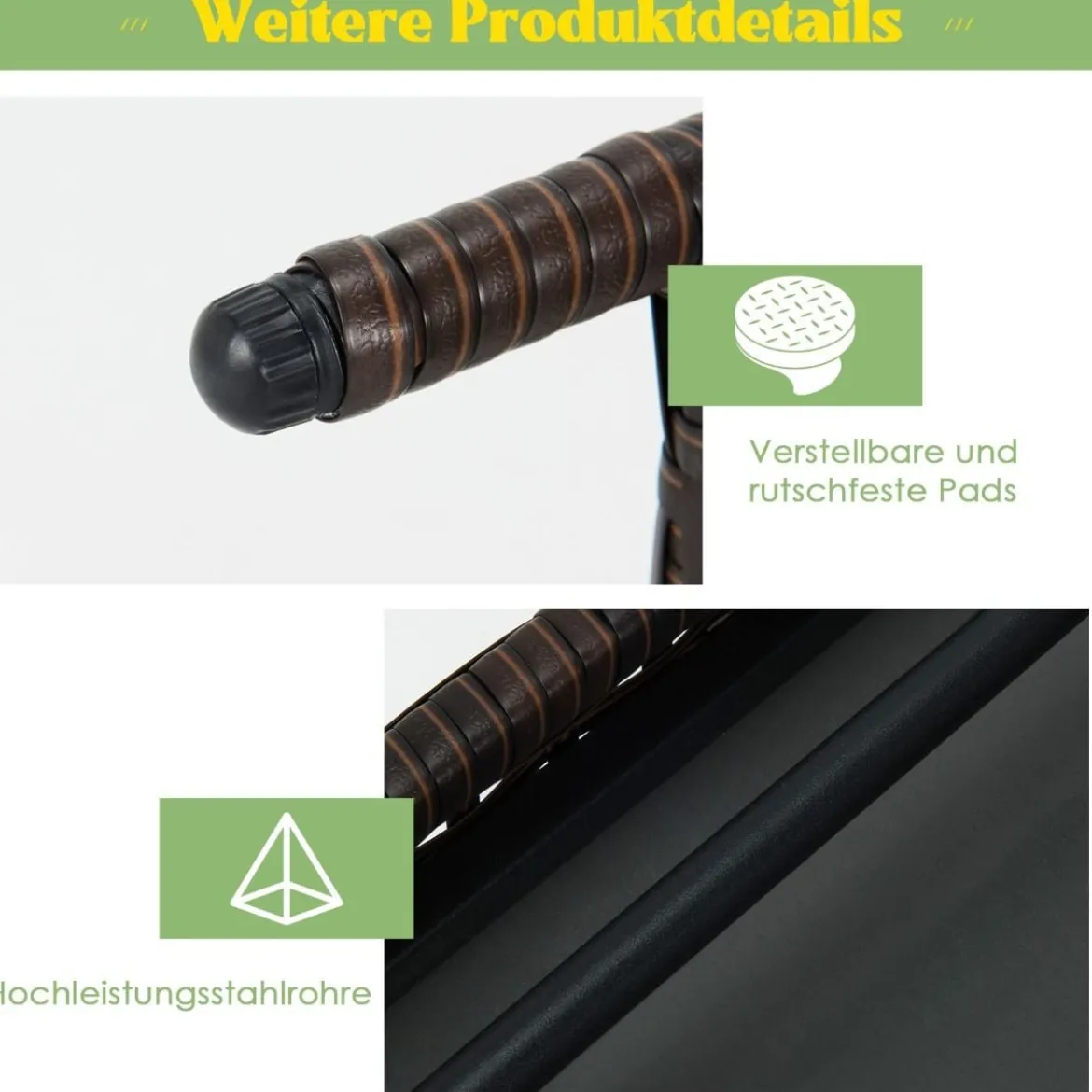 Outdoor Klappbarer Beistelltisch Polyrattan Gartentisch Wetterfester Balkontisch Kaffeetisch Braun
