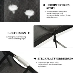 Outdoor Klappstuhl Loungesessel klappbar Liegestuhl einstellbar Gartenstuhl Schwarz
