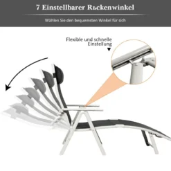 Outdoor Klappstuhl Loungesessel klappbar Liegestuhl einstellbar Gartenstuhl Schwarz