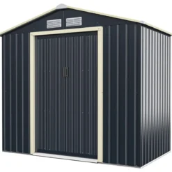 Outdoor-Metallschuppen Gartenhaus aus Stahl Schuppen 213 x 162 x 117 cm Grau