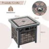 Outdoor PE Rattan Gartentisch mit Harz-Tischplatte & Sonnenschirmloch Couchtisch für Garten