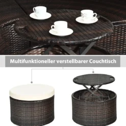 Outdoor-Rund-Tagbett mit einziehbarem Baldachin 192 x 177 x 146 cm