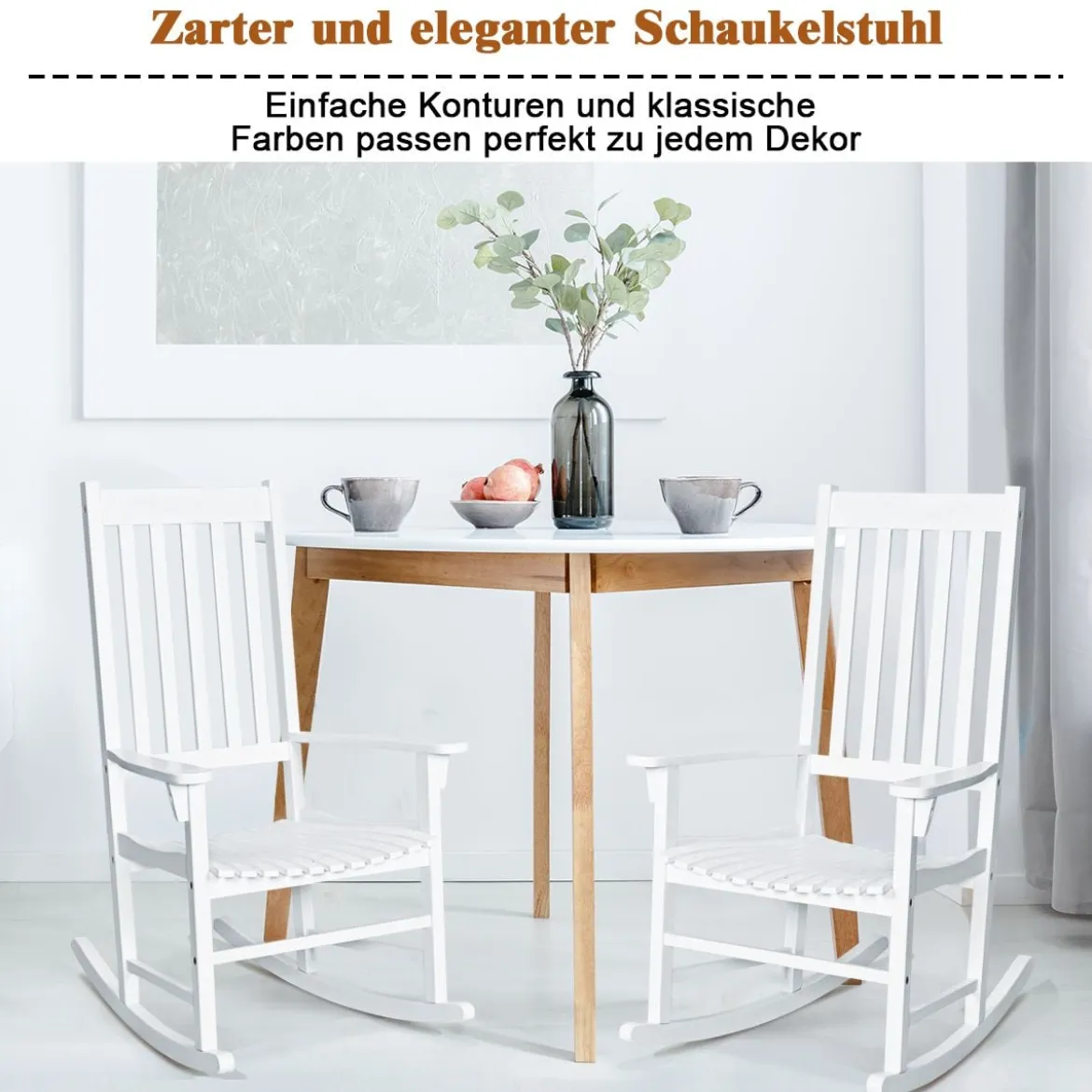 Outdoor-Schaukelstuhl Schwingsessel Gartenstuhl Wohnzimmerstuhl Teakholz 71 x 84 x 116 cm Weiß