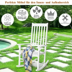 Outdoor-Schaukelstuhl Schwingsessel Gartenstuhl Wohnzimmerstuhl Teakholz 71 x 84 x 116 cm Weiß