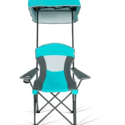Outdoor-Stuhl mit Sonnenschirm Robuster Campingstuhl mit Sonnendach 90 x 72 x 150 cm Türkis