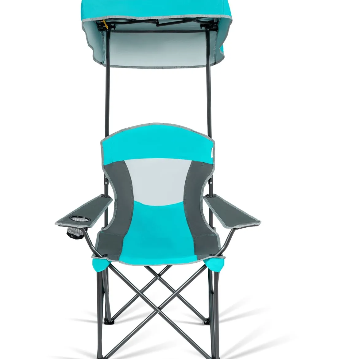 Outdoor-Stuhl mit Sonnenschirm Robuster Campingstuhl mit Sonnendach 90 x 72 x 150 cm Türkis