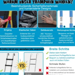 Outdoor-Trampolin Durchmesser 366 cm Gartentrampolin Schwarz + Blau