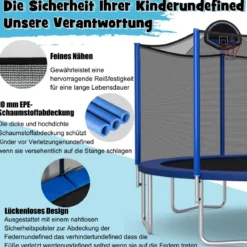 Outdoor-Trampolin Durchmesser 366 cm Gartentrampolin Schwarz + Blau