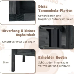 Outdoor Winterfestes Katzenhaus mit Schaumisolierung & Aufklappbarem Asphaltdach & Fluchttür