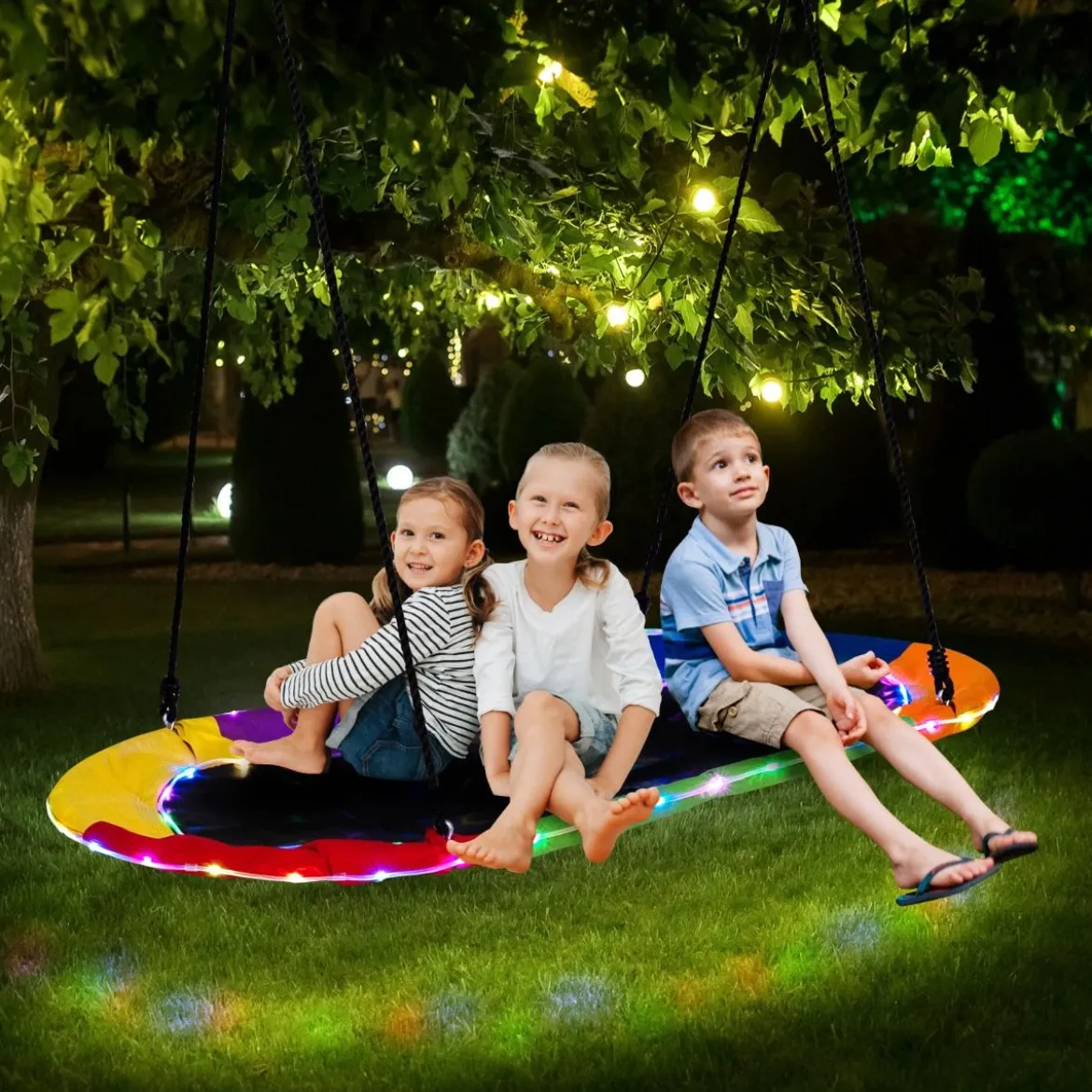Ovale Nestschaukel bis 300 kg Belastbar Outdoor Schaukel mit Verstellbaren Seilen Kinderschaukel