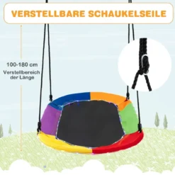 Ovale Nestschaukel bis 300 kg Belastbar Outdoor Schaukel mit Verstellbaren Seilen Kinderschaukel