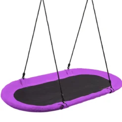 Ovale Nestschaukel Tellerschaukel mit 100-160cm höhenverstellbarem Seil für Kinder & Erwachsene Lila