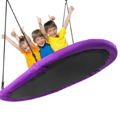 Ovale Nestschaukel Tellerschaukel mit 100-160cm höhenverstellbarem Seil für Kinder & Erwachsene Lila