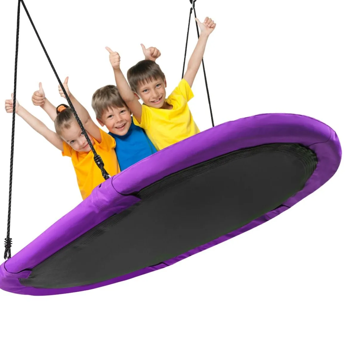 Ovale Nestschaukel Tellerschaukel mit 100-160cm höhenverstellbarem Seil für Kinder & Erwachsene Lila