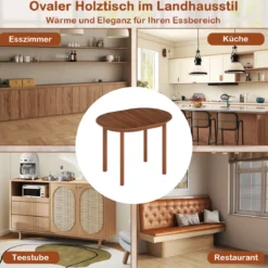 Ovaler Esstisch für 2-4 Personen Küchentisch aus Holz Esszimmertisch Holztisch Walnuss