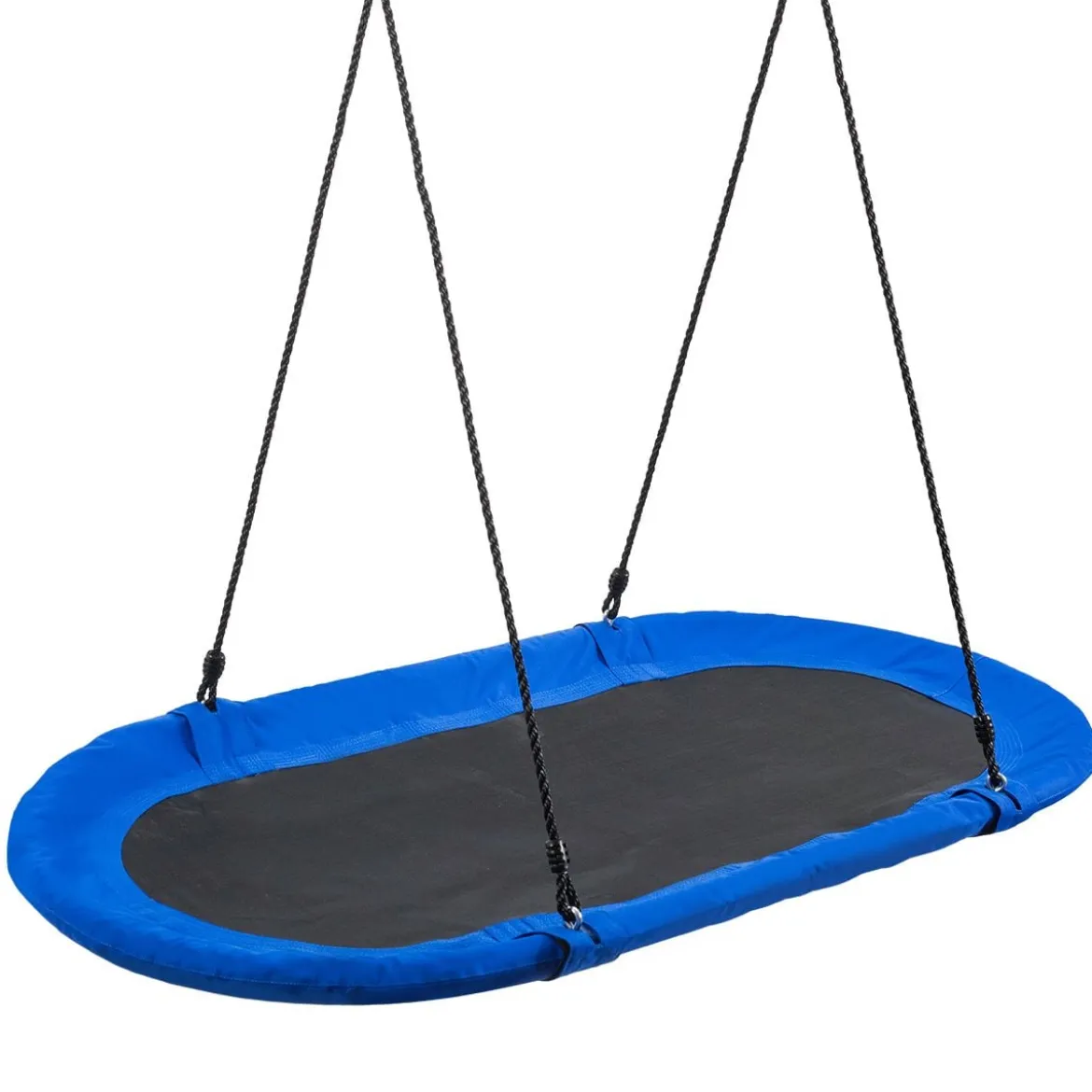 Ovale Schaukel Baumschaukel mit 100-160cm verstellbarer Höhe & mehrlagigem Seil für Kinder & Erwachsene Blau