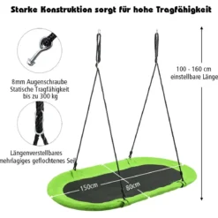 Ovale Schaukel Baumschaukel große Plattformschaukel Ovale Nestschaukel höhenverstellbarem Grün