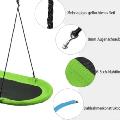 Ovale Schaukel Baumschaukel große Plattformschaukel Ovale Nestschaukel höhenverstellbarem Grün