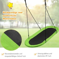 Ovale Schaukel Baumschaukel große Plattformschaukel Ovale Nestschaukel höhenverstellbarem Grün