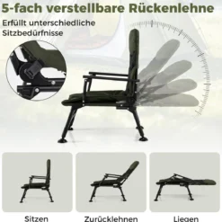 Oversize Klappbarer Campingstuhl für Erwachsene Schwerlast All-Terrain Klappstuhl Grün
