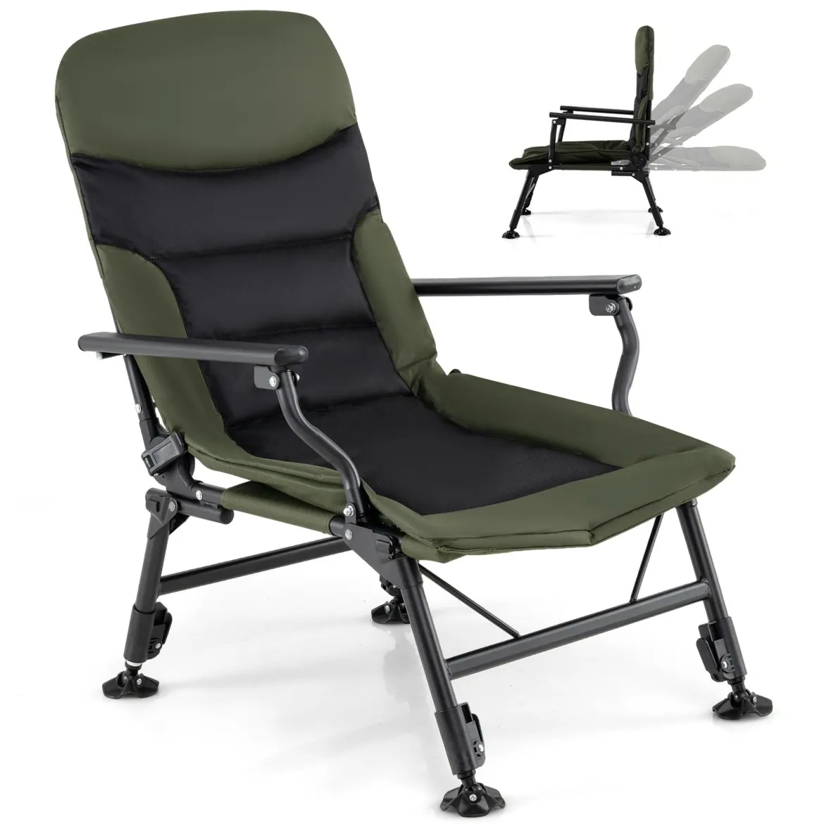 Oversize Klappbarer Campingstuhl für Erwachsene Schwerlast All-Terrain Klappstuhl Grün