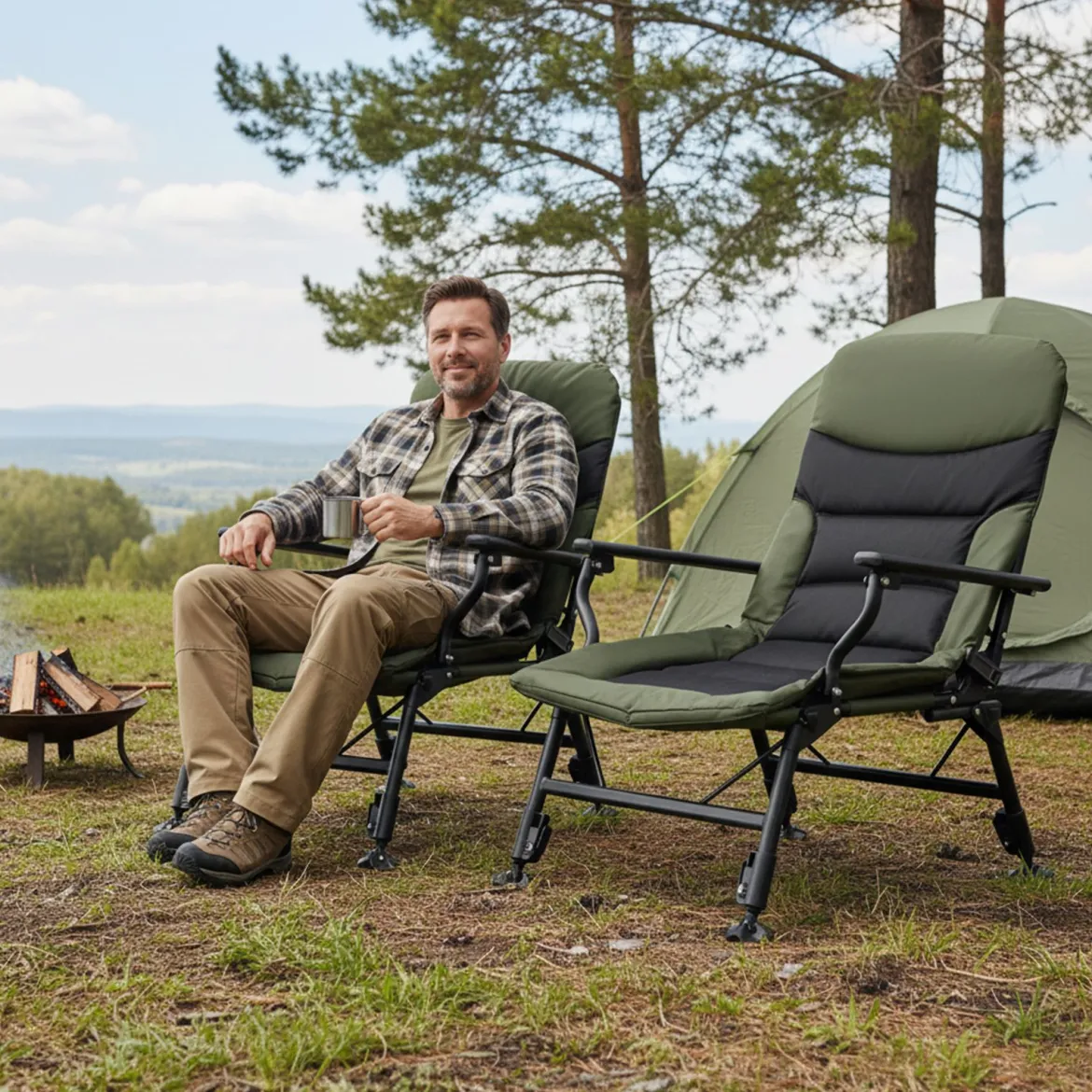 Oversize Klappbarer Campingstuhl für Erwachsene Schwerlast All-Terrain Klappstuhl Grün