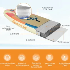 Paddel Brett Paddelboot Schwimmendes Paddelbrett 320 x 76 x 15 cm Streifen-Muster Bunt